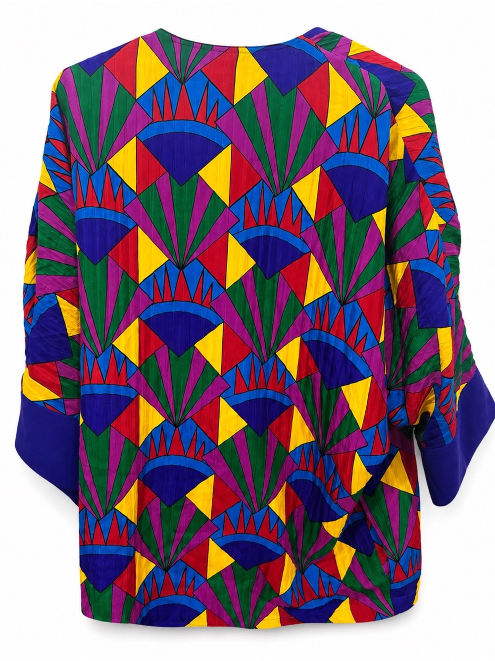 Vintage Neiman Marcus 100% Silk Kimono Jacket Women’s 10 Geometric Colorblock - Picture 2 of 3
